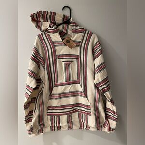 Baja Pattern Striped Hooded poncho Earth Ragz mens medium